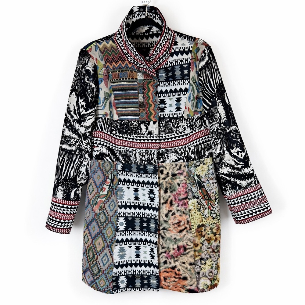 Desigual Multicolor Patchwork Tapestry Coat